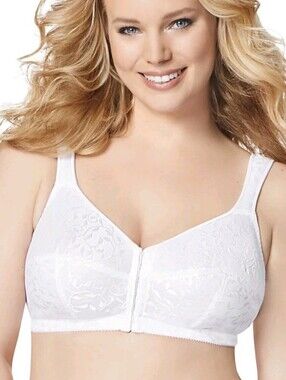 Glamorise MagicLift Front Closure Beige White Wirefree Bras Bundle Of 2